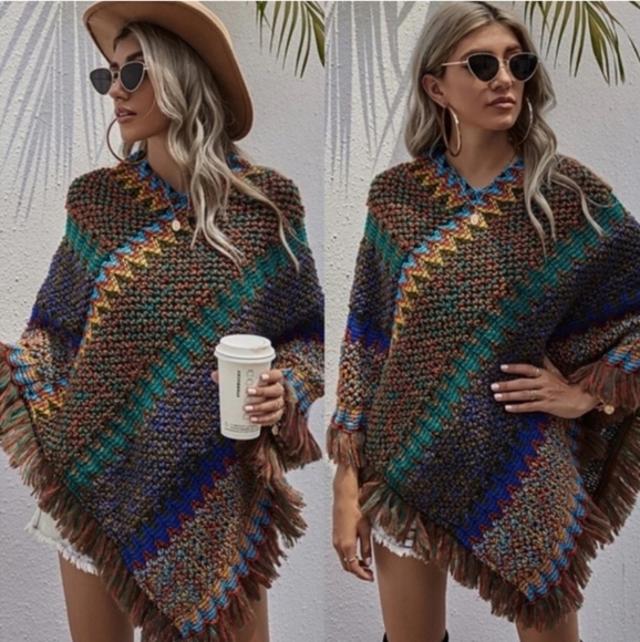 BOHO Poncho Wrap Shawl PERFECT FOR ALL SEASONS - Picture 3 of 5